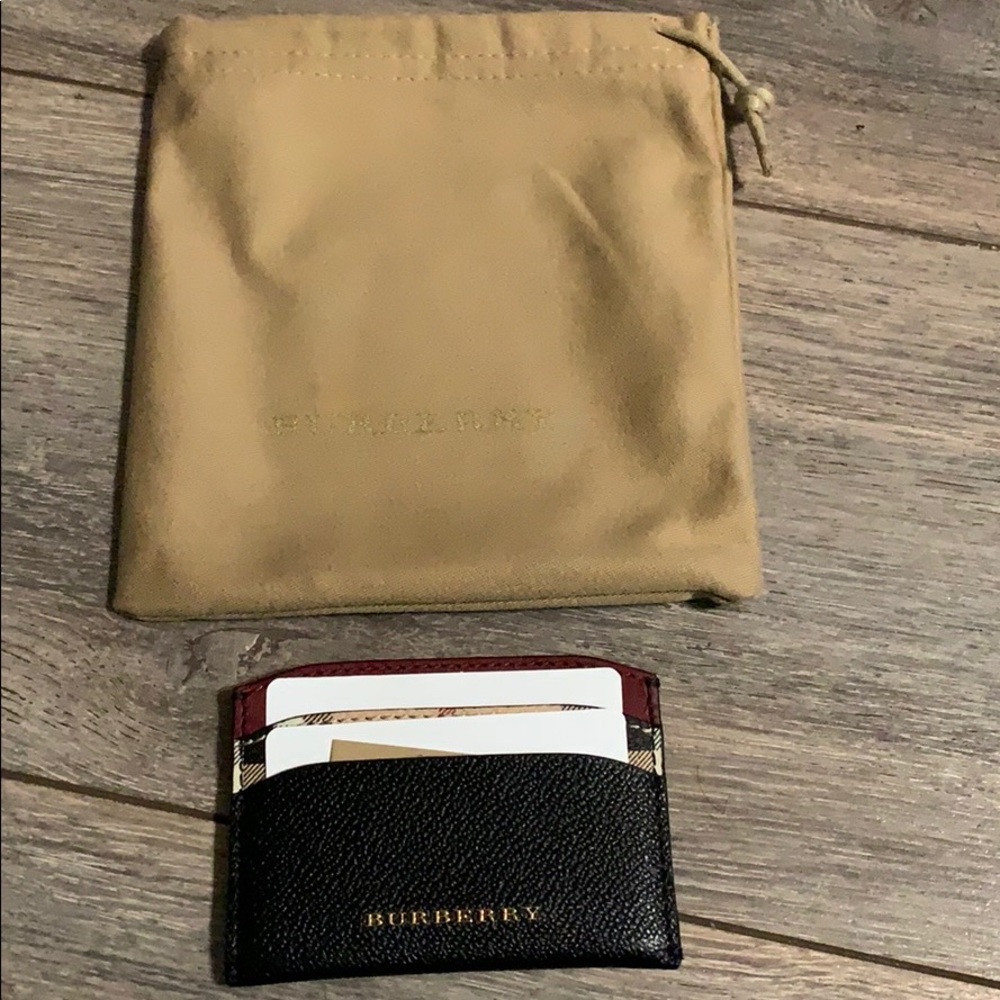 NWT Burberry Haymarket card case with pouch.
